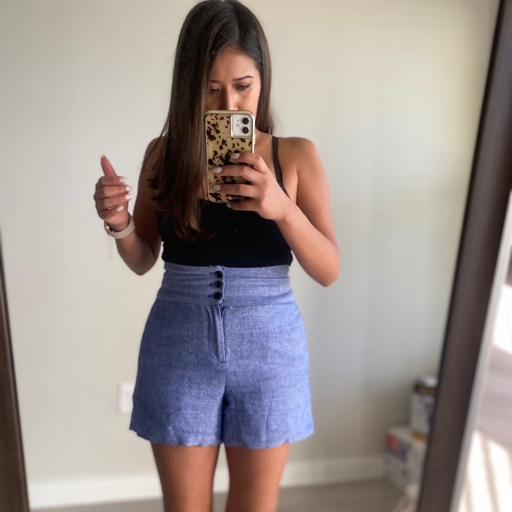 High waisted blue shorts, J.Crew, 0